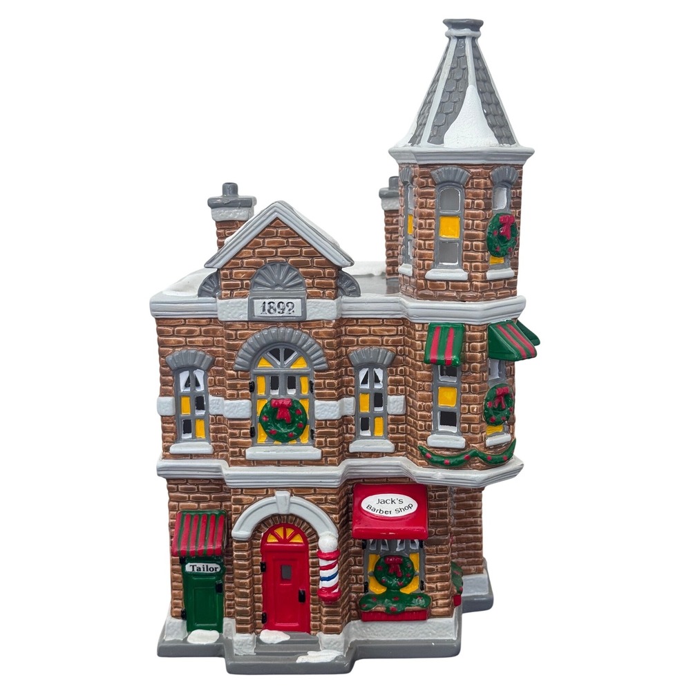 Department 56 Snow Village Jack's Corner Barber Shop 1991 Christmas Building